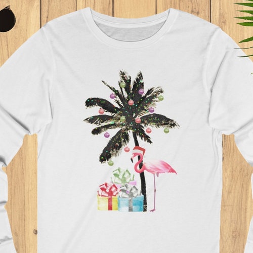 Flamingo Christmas Shirt Tropical Xmas Coastal Christmas Etsy