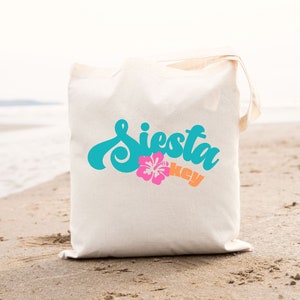 Siesta Key Tote Bag Siesta Key Beach Florida Tote Cute Retro Tote Bag Beach Bag Siesta Beach FL Gift Souvenir Sarasota