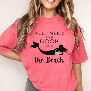 Mermaid Reading Shirt Comfort Colors Reading Tee Beach Bum Tshirt Coastal Summer Book Nerd T Shirt Summer Reading Shirt, Beach Life