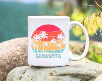 Sarasota Mug, Sarasota Florida, Sarasota Gift, Sarasota FL Souvenir,  Ceramic Coffee Mug Coastal Decor Beach Palm Tree Gift
