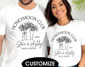 Honeymoon Shirts Custom Honeymoon Club Tshirts Just Married T-shirts Newlywed Shirts Personalized Mr and Mrs Tees Honeymooners Outfit