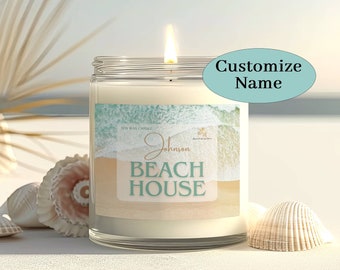 Vela de casa de playa personalizada, vela de océano, decoración de casa de playa, vela tropical personalizada, regalo para amantes de la playa, vela con aroma a mar