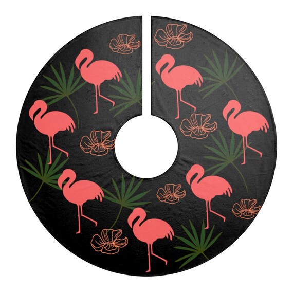 Flamingo Christmas Tree Skirt Pink Flamingo Holiday Decor Etsy
