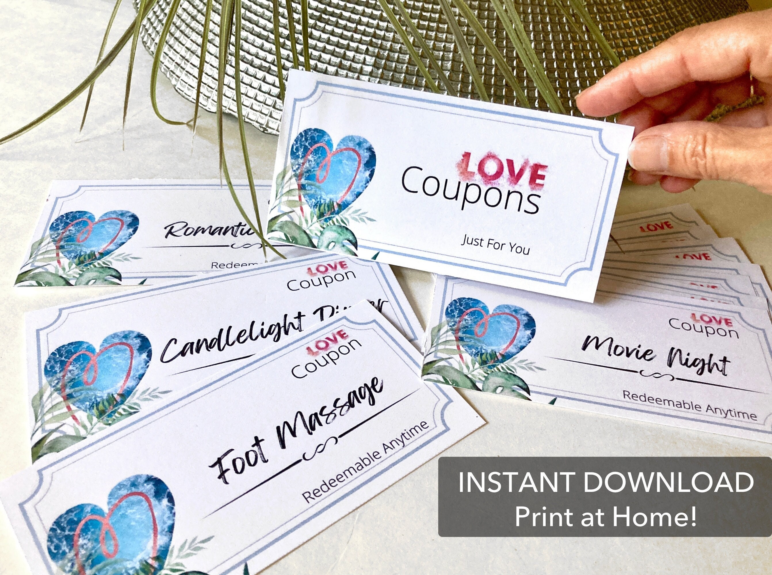 Love Coupons Anniversary Gift Printable Coupons Ocean Heart | Etsy