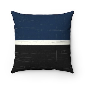 Throw Pillow Navy and Black Pillow Cover, Black Navy Color Block, Modern Home Decor Minimalist Pillow, Throw Pillow Cover Only