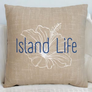 Pillow Cover Coastal Island Life Hibiscus Beach Throw Pillow Coastal Decor Palm Beach Chic Beach Decor