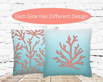 Coral Reef Pillow Cover, Beach Decor, Coastal Accent Pillow, Coral Throw Pillow Cover, Ocean Nautical Decor, Beach Cottage House Harbor