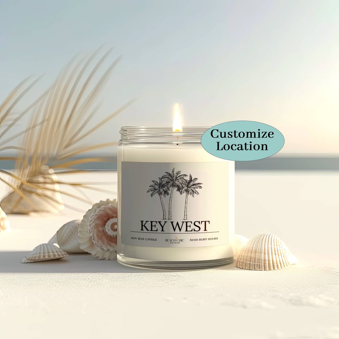 Key West Candle, Key West Florida, Personalized Palm Tree Candle, Gift