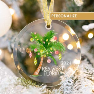 Personalized Palm Tree Ornament Florida Christmas Beach Ornament 2024 Family Ornament Hawaii Ornament Xmas Vacation Keepsake Beachy Gift
