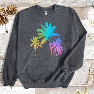 colorful palm trees sweatshirt