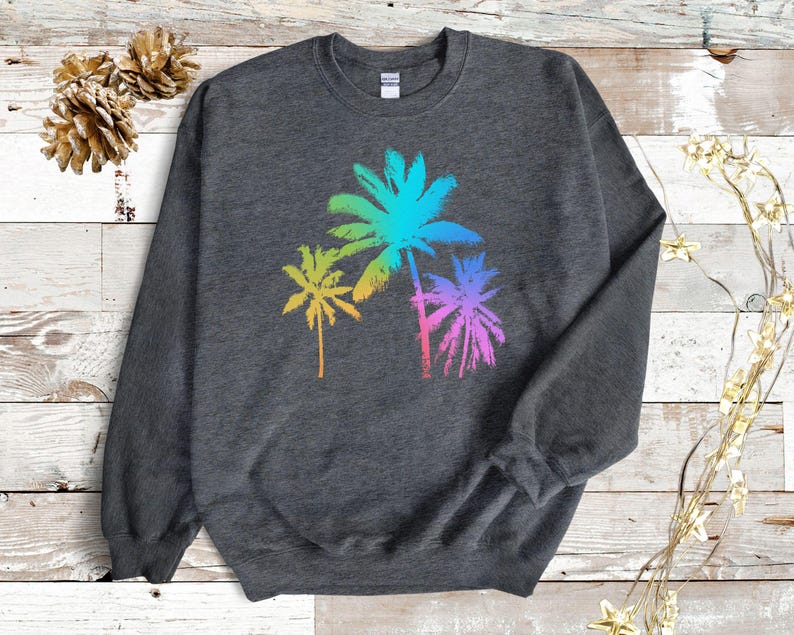 colorful palm trees sweatshirt