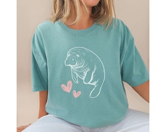 Manatee Shirt, Comfort Colors Shirt, Ocean Conservation, Marine Biologist Beachy Gift, Sealife Tee, Cute Animal Tshirt, Manatee Awareness