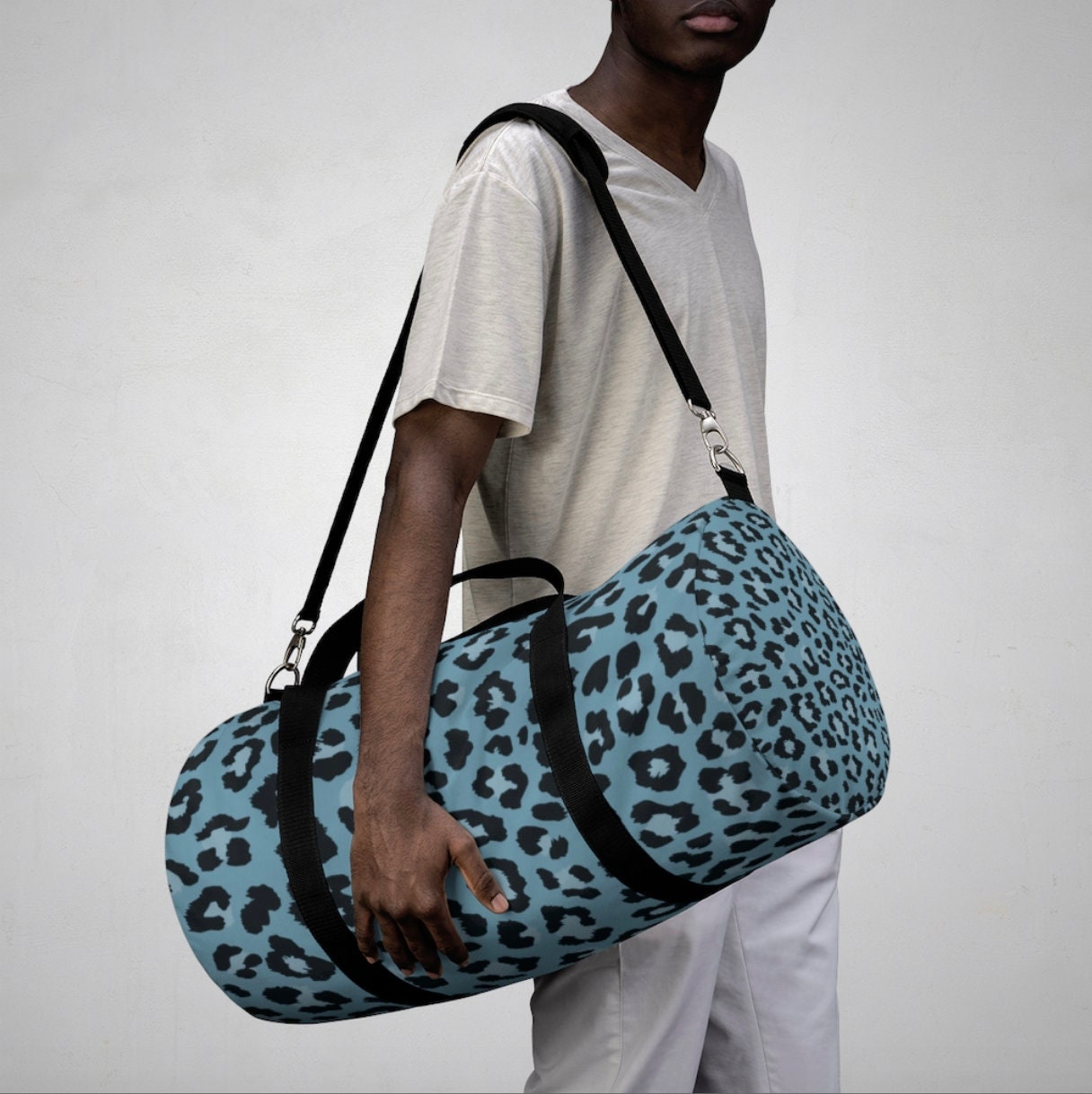 Leopard Duffle Bag Blue Leopard Print Duffel Bag Animal Etsy