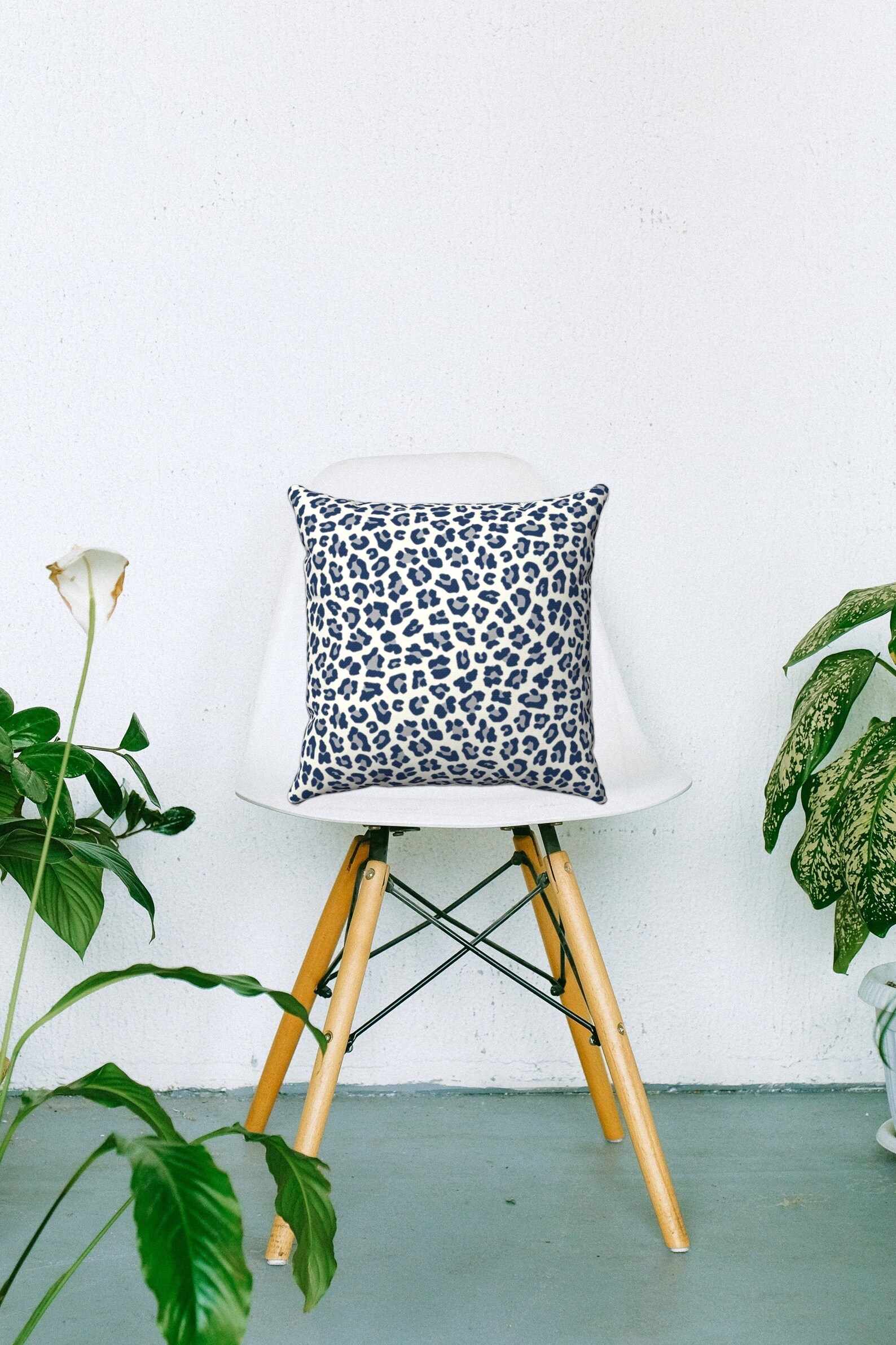 Blue Leopard Pillow Cover Cheetah Pillow Cover Navy Blue Etsy