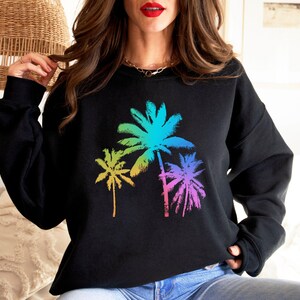 colorful palm trees sweatshirt
