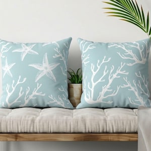 Coral Reef Pillow Cover Beach Decor Starfish Pillow Ocean Nautical Starfish Decor Coral Pillow Coastal Pillow Cover Sea Life Pillow