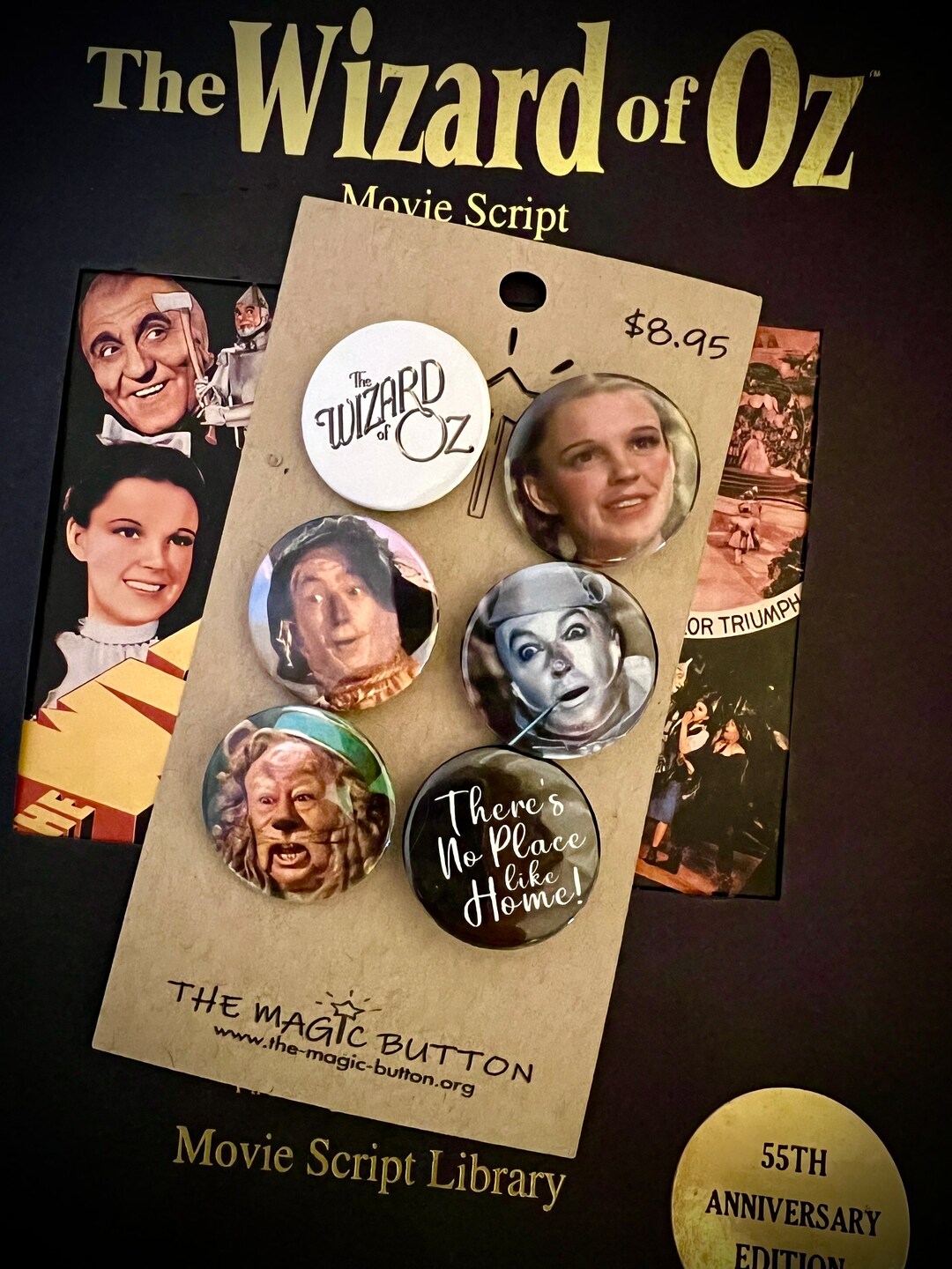 Wizard of Oz 1.25 6 Pack Button Pins Dorothy Scarecrow Tin Man Lion Etsy