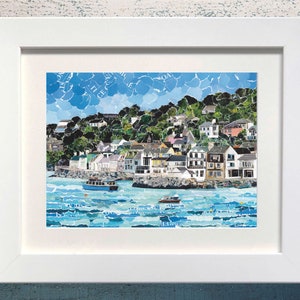 St Mawes, Cornwall, Paper Collage Art, Junk Mail Art.