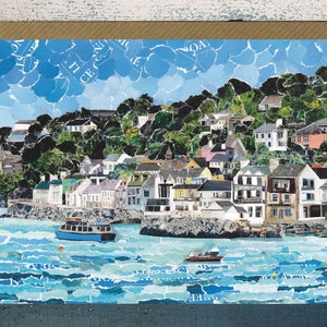St Mawes, Cornwall, Cartão de felicitações em branco, Arte de colagem de papel