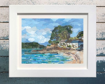 Impresión artística de collage del Pasaje de Helford: Falmouth, Cornualles