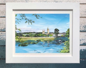 Truro River View,  Cornwall, Art Print, Collage.