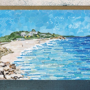 Swanpool Beach, Falmouth, Cornwall, Grußkarte blanko, Papiercollage.