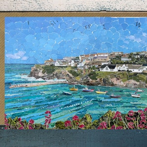 Port Isaac, Cornouailles, carte de collage.
