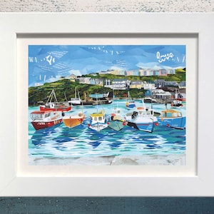 Mevagissey, Cornwall, Collage Art Print, Junk Mail Art