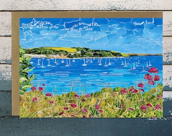 Falmouth across to Flushing, Cornwall, Collage Card