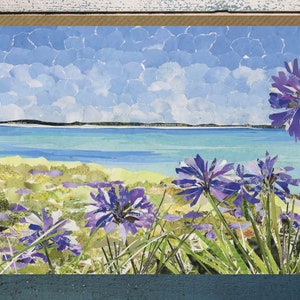 Tresco, Îles Scilly, Cornouailles, carte de voeux vierge, collage sur papier