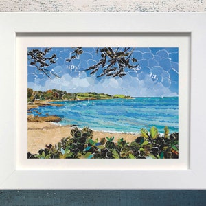 Trebah Beach, Cornwall, Paper Collage Art, Junk Mail Art. image 1