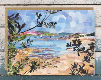 Isles of Scilly Cornwall - Greeting Card Blank, Paper Collage Art