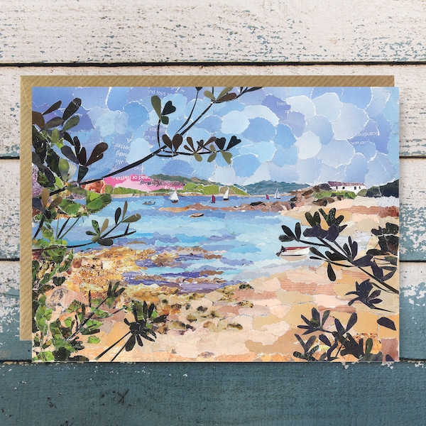 Îles Scilly Cornwall - carte de voeux vierge, papier Collage Art