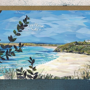 Carbis Bay, St Ives, Cornualles, Tarjeta de felicitación en blanco, Collage de papel