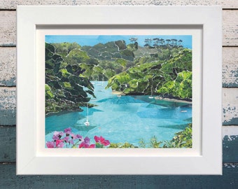 Port Navas Creek, Helford River, Cornwall, Art Print, Collage.