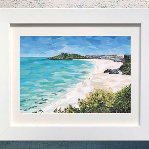 Porthmeor Beach, St Ives, Cornwall, Art Print, Junk Mail Art.