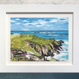 Land’s End, Cornwall, Paper Collage Art Print, Junk Mail Art