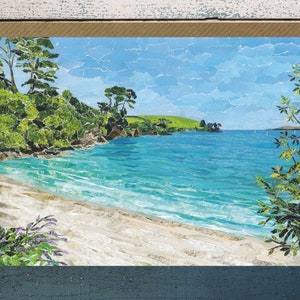 Grebe Beach, Durgan, Falmouth, Cornwall, Grußkarte blanko, Papier Collage Art