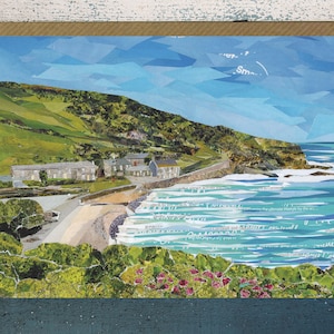 Cornouailles, Portholland, Cornouailles, Carte de voeux vierge, Collage sur papier
