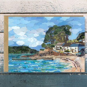 Helford Passage Cornwall - Grußkarte leer, Papiercollage