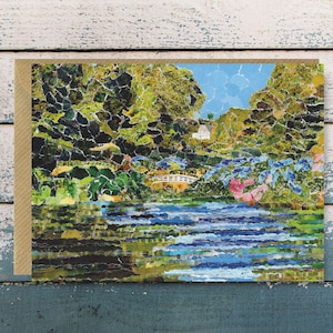 Trebah Garden Cornwall - Carte de voeux vierge, collage sur papier