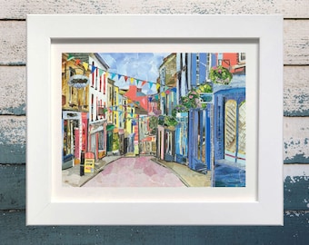 Falmouth High Street Cornwall - Paper Collage Art, Mixed Media, Junk Mail Art