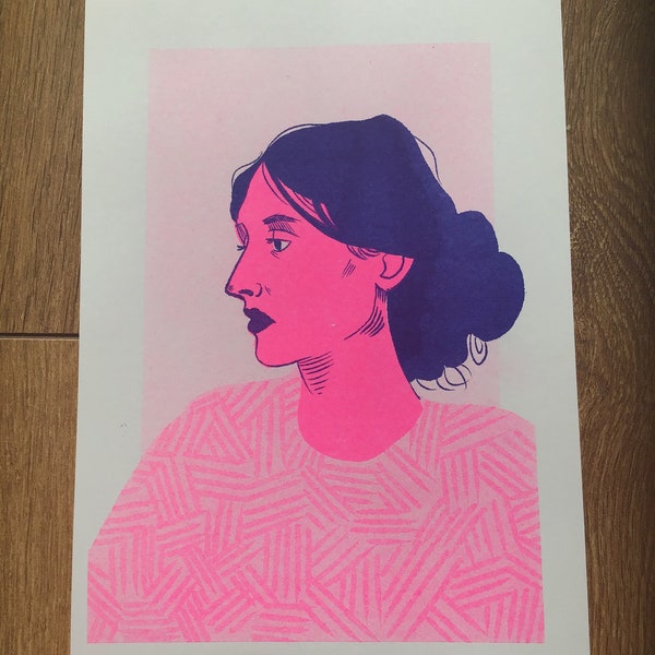 Impresión A5 Virginia Woolf Risograph