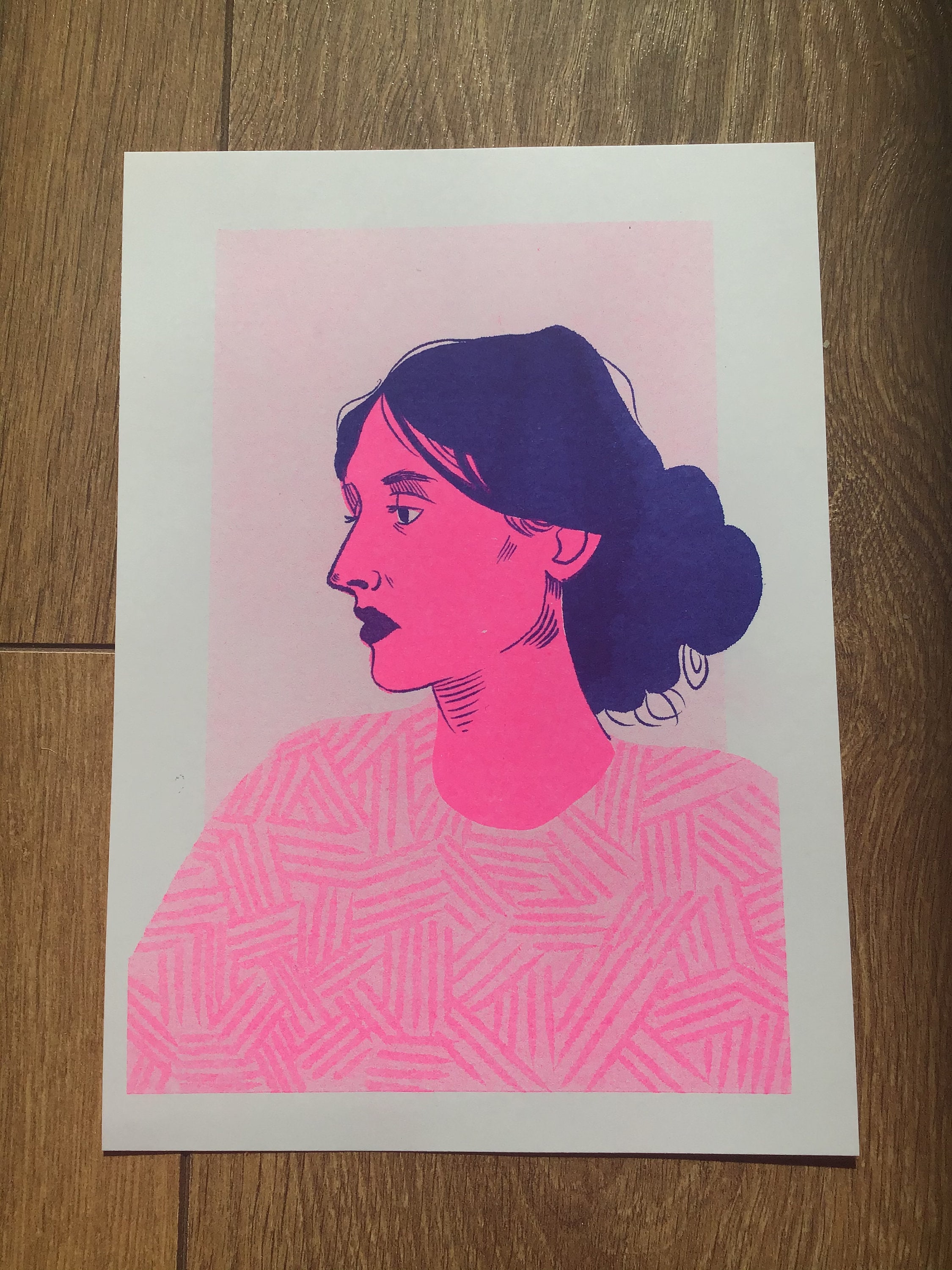 A5 Virginia Woolf Risograph print