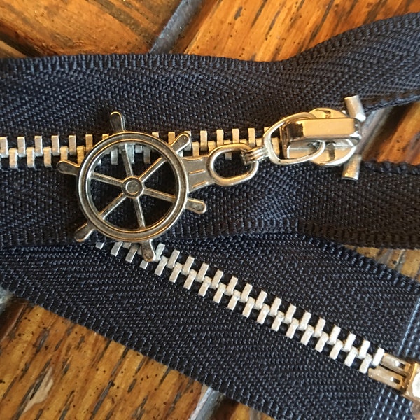 15 Inch Separating Zipper W/ Special Nautical Pull ~Rare Pull~ GREAT PRICE