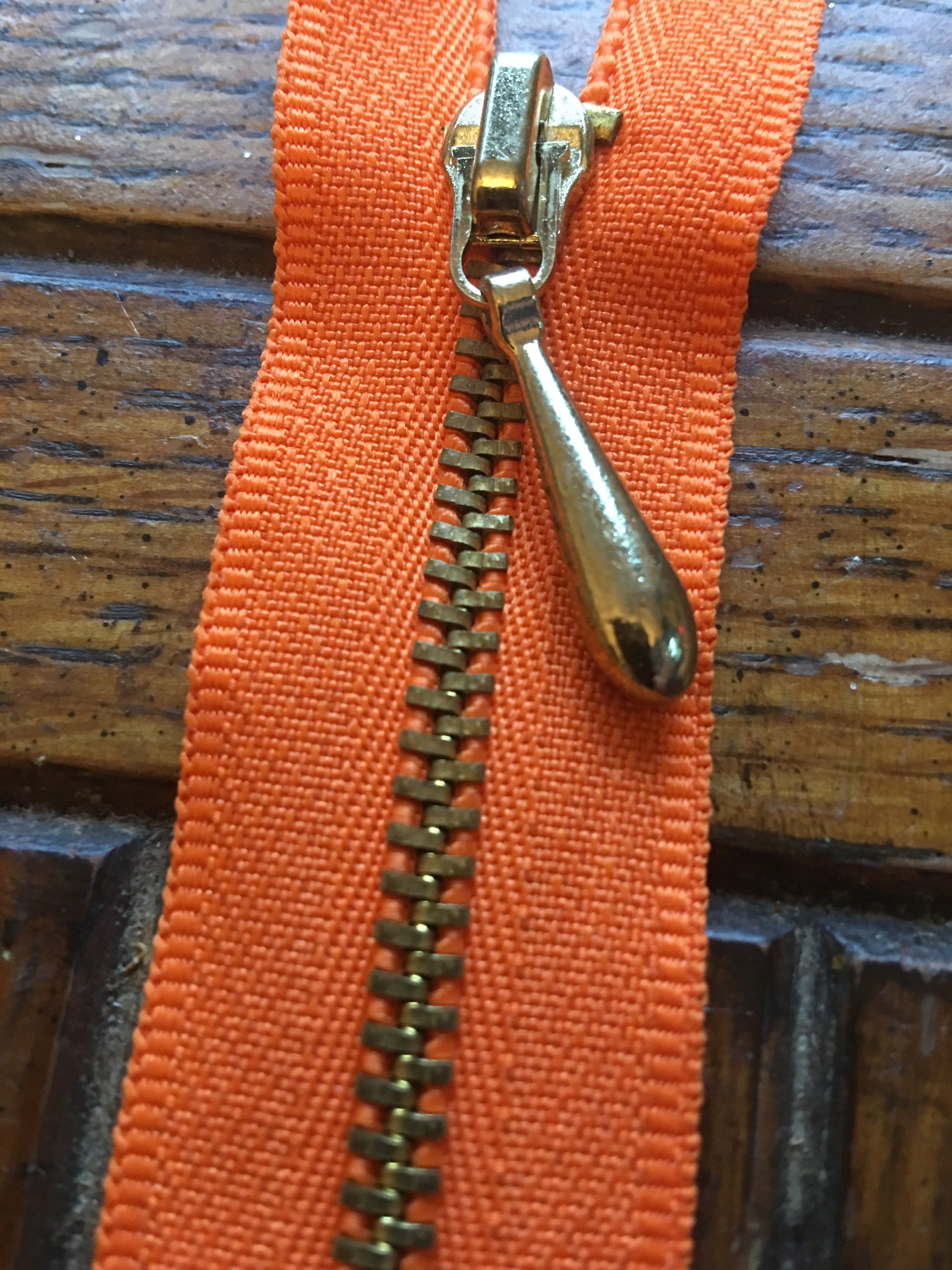 13 Bright Orange Separating Zipper w/Solid Brass Chunky Etsy