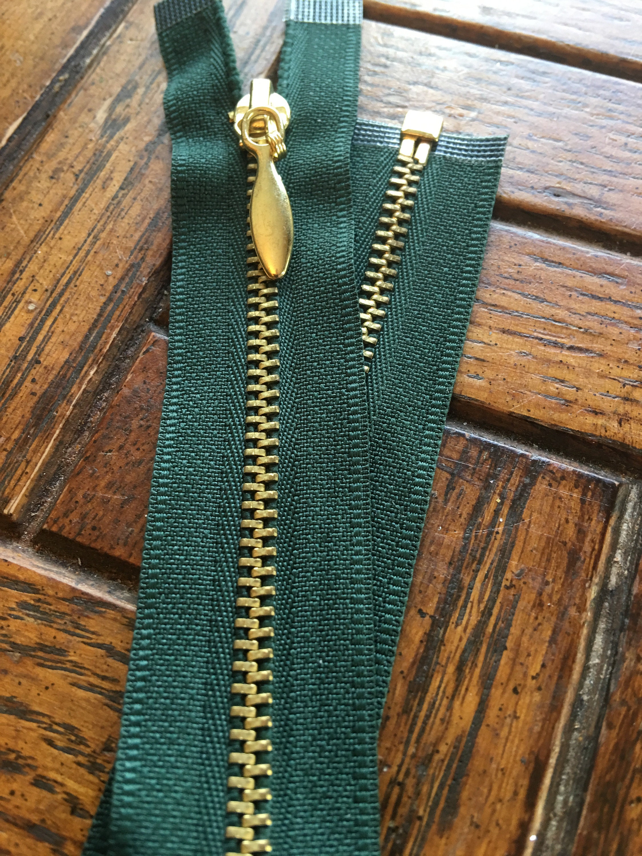 18 Inch Deep Green Separating Zipper w/Solid Brass Teardrop Etsy