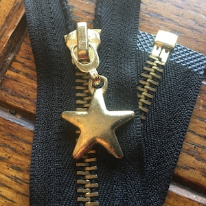 20&quot; Black w/ Solid Brass Star Pull (#5)  separating zipper ~FIRST QUALITY~