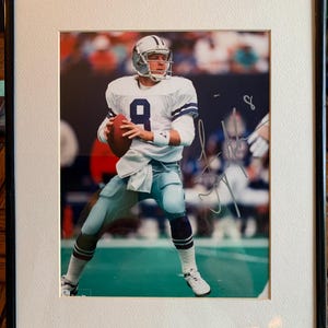 Troy Aikman 8x10 autographed photo framed & matted/ Perfect signature in silver sharpie...
