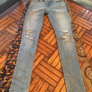 Deconstructed Levi&#39;s Sexy Bell Bottom Jeans W/Vintage Neck Ties ~One of a Kind~